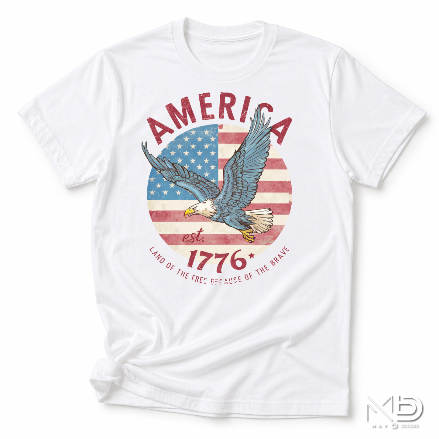 America Est. 1776 Bald Eagle Patriotic Shirt | Vintage USA Flag Graphic Tee | Freedom & Liberty Independence Day T-Shirt