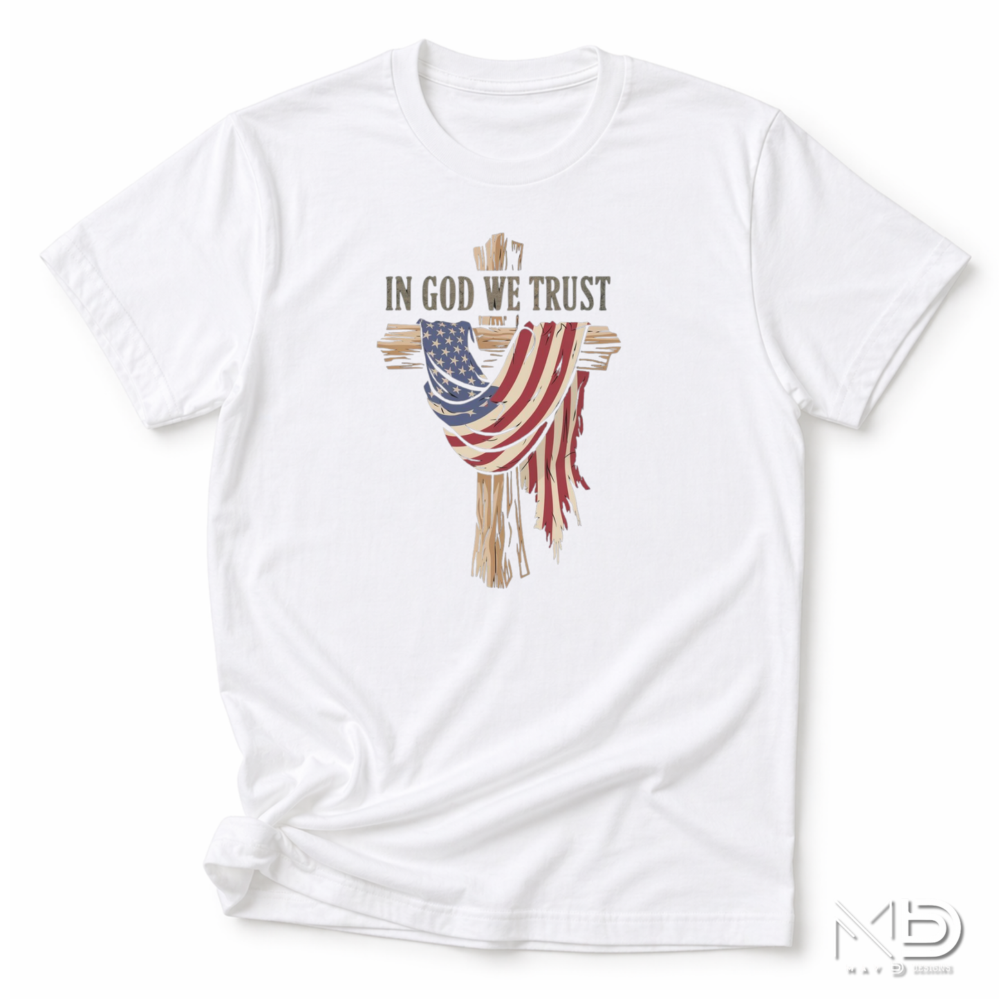 In God We Trust Patriotic Cross Shirt | Christian American Flag Tee | Faith & Freedom Graphic T-Shirt