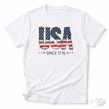 USA Since 1776 Shirt | Vintage American Flag Patriotic Graphic Tee