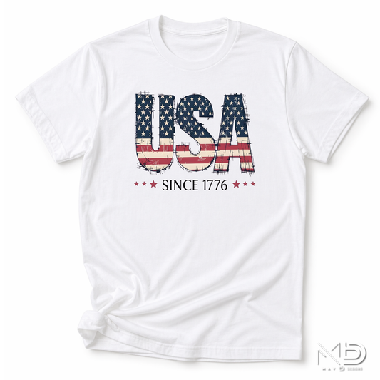 USA Since 1776 Shirt | Vintage American Flag Patriotic Graphic Tee