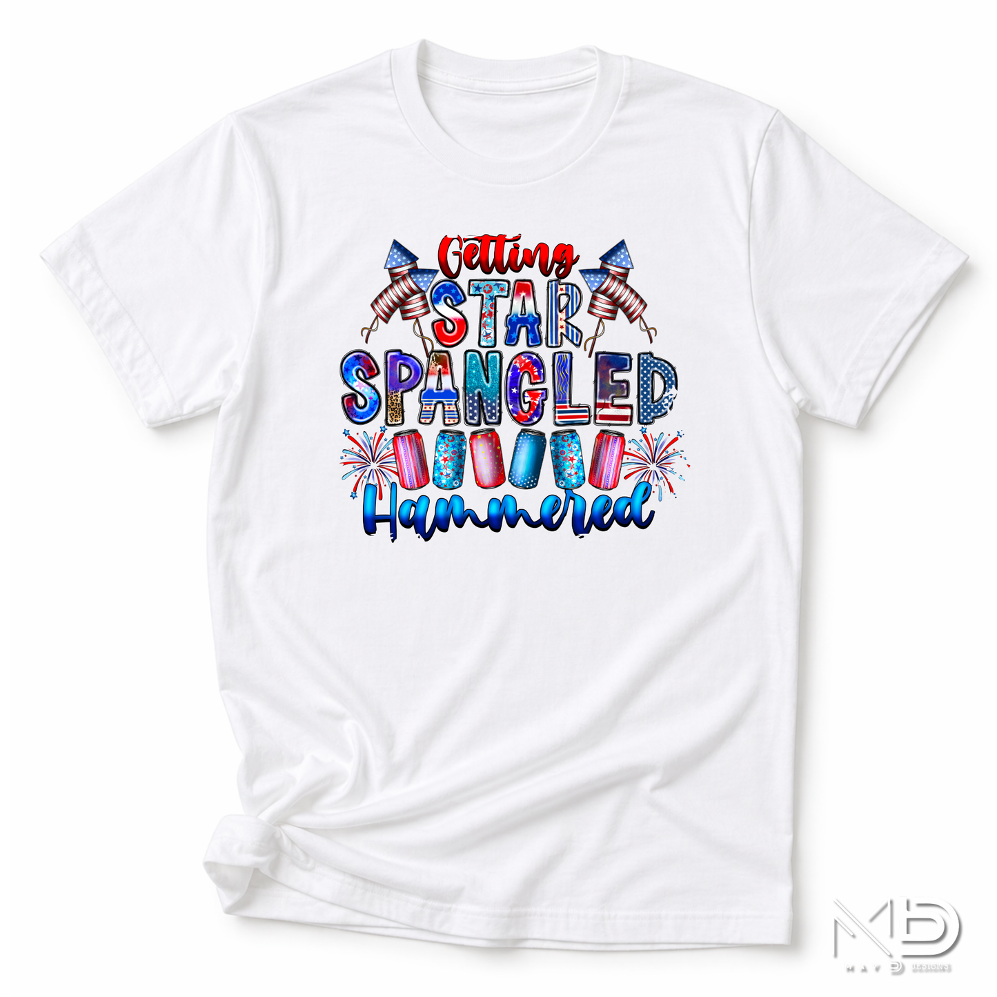 Getting Star Spangled Hammered Funny 4th of July Shirt | Patriotic Drinking Tee