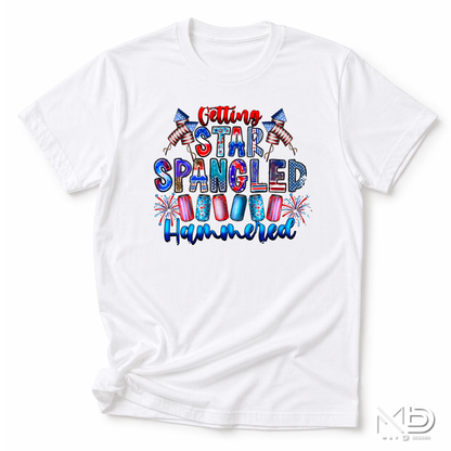 Getting Star Spangled Hammered Funny 4th of July Shirt | Patriotic Drinking Tee