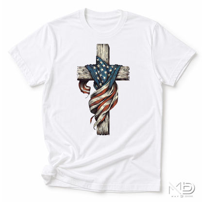 Patriotic Cross Shirt | Faith & Freedom USA Graphic Tee