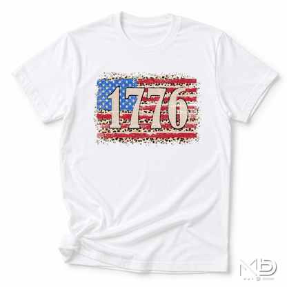 1776 Patriotic Leopard Flag Shirt | Vintage America Independence Day Tee | Fourth of July Graphic T-Shirt