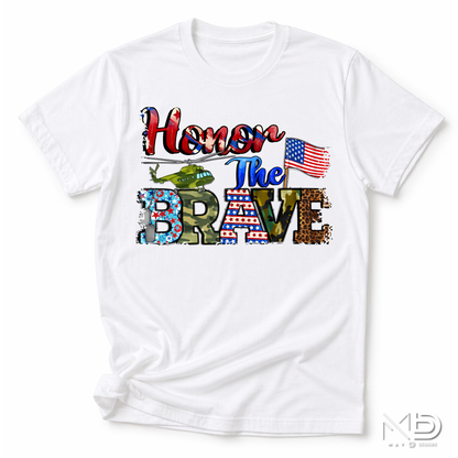 Honor The Brave Patriotic Military Shirt | Veteran Appreciation Tee | American Flag Support Our Troops T-Shirt