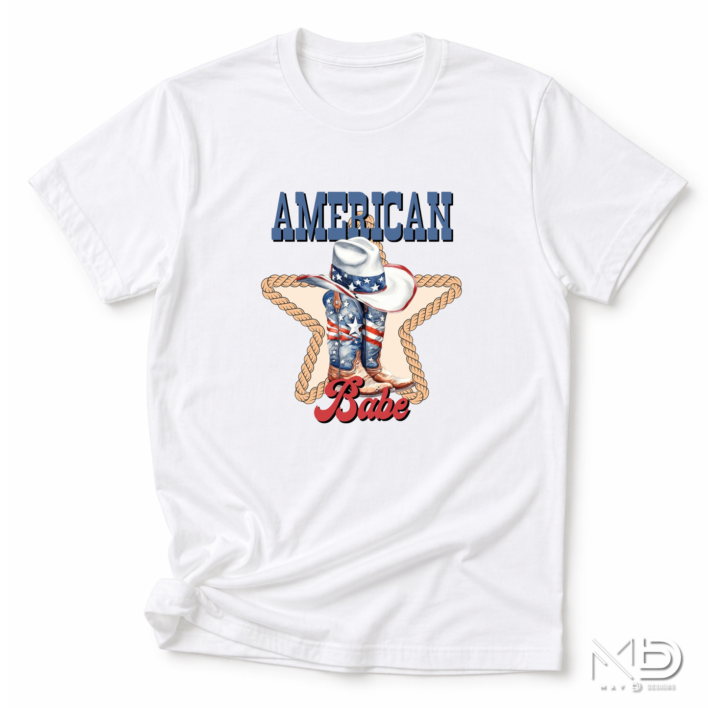 American Babe Shirt | Patriotic Cowgirl Boots & Cowboy Hat Graphic Tee