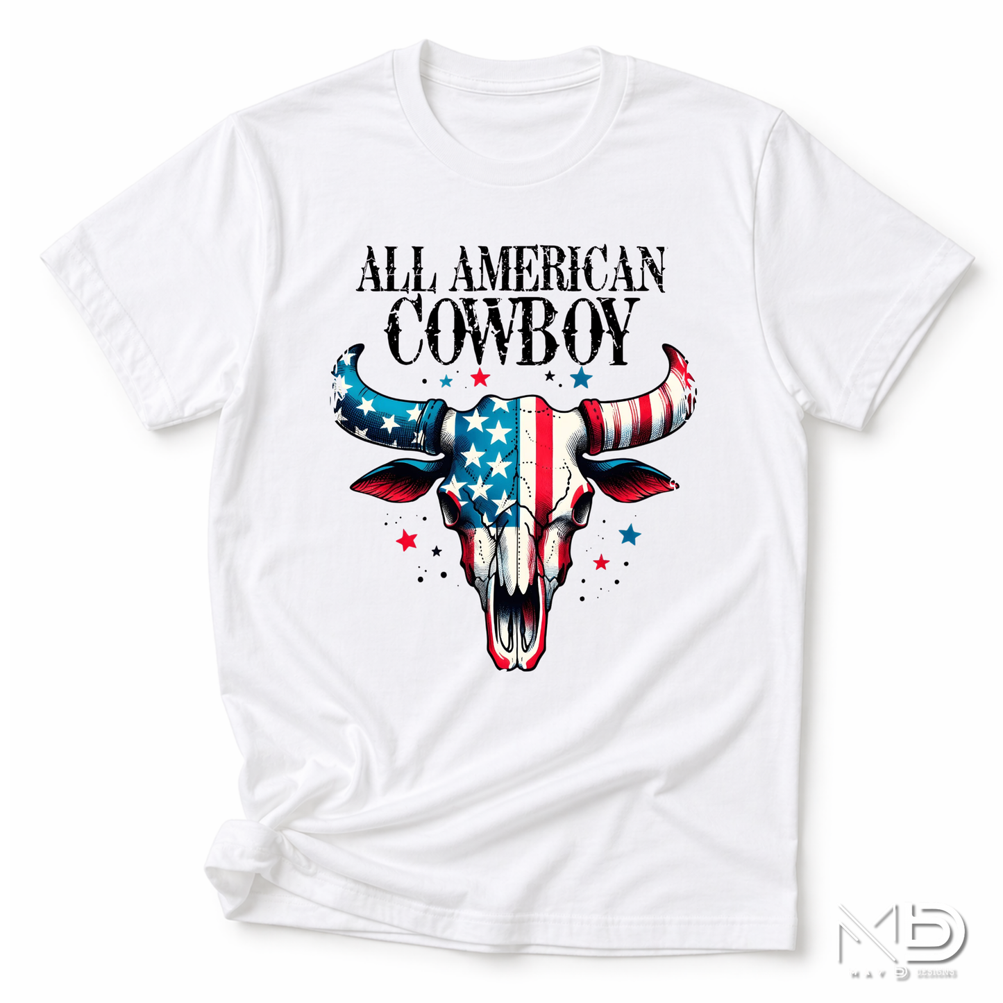 All American Cowboy Shirt | Patriotic Western Cow Skull Graphic Tee