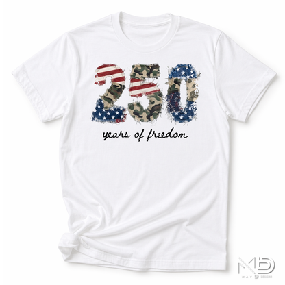 250 Years of Freedom Patriotic Shirt | America 250th Anniversary Tee | Semiquincentennial 1776-2026 Graphic T-Shirt