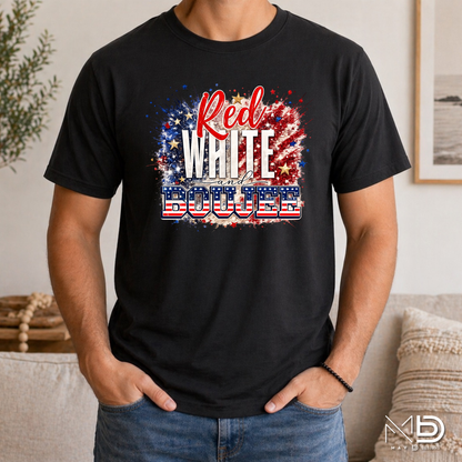 Red White and Boujee Shirt, Patriotic Fourth of July Tee, America Fireworks Shirt, USA Graphic Tee, July 4th Shirt