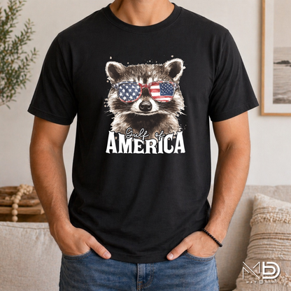 Gulf of America Raccoon Shirt | Patriotic Raccoon Graphic Tee | Funny Fourth of July USA T-Shirt