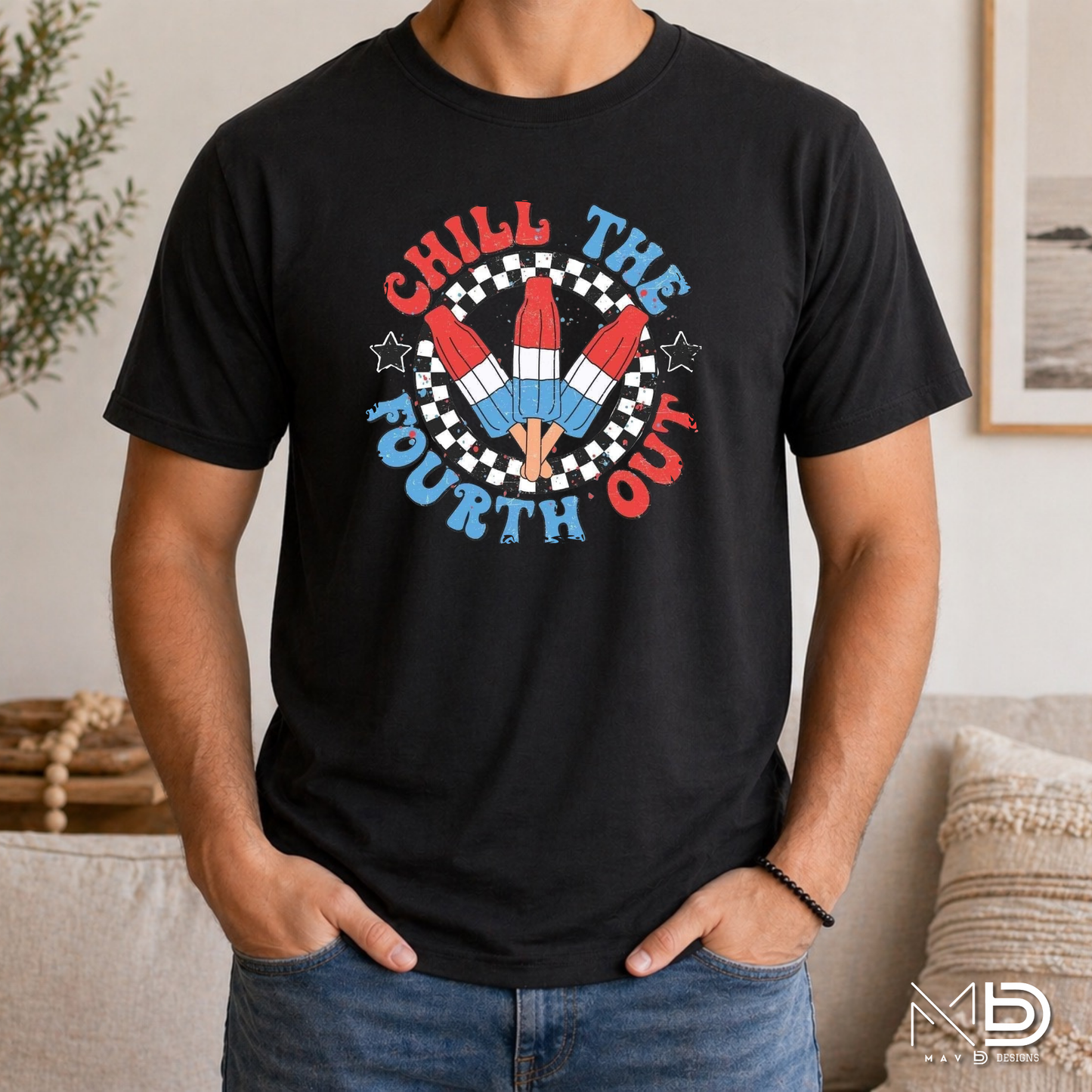 Chill The Fourth Out Shirt | Patriotic Popsicle Fourth of July Graphic Tee