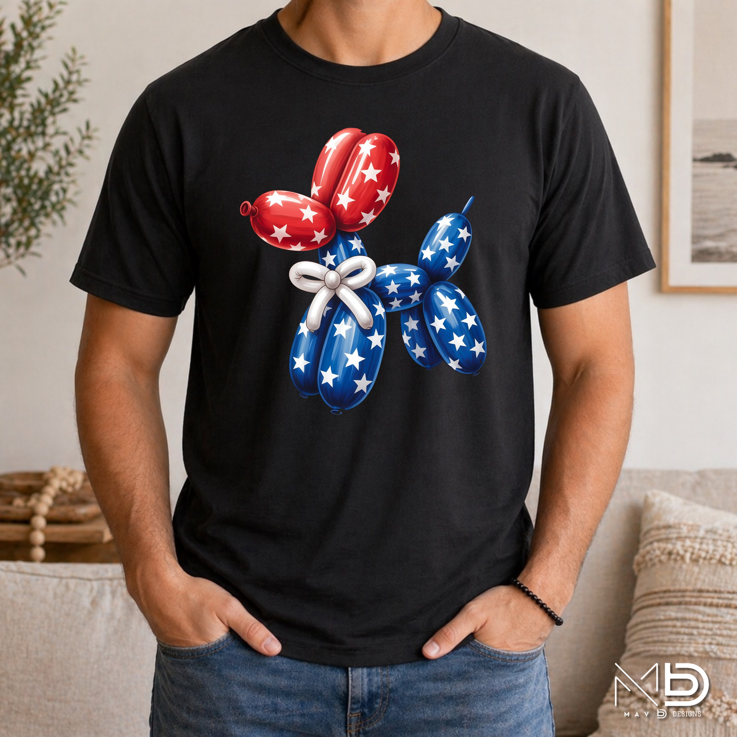 Patriotic Balloon Dog Shirt | Red White & Blue Fourth of July Tee