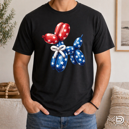 Patriotic Balloon Dog Shirt | Red White & Blue Fourth of July Tee