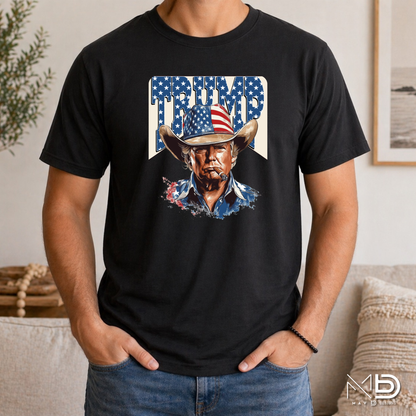 Trump Cowboy Shirt | Patriotic Western Graphic Tee | America First Country Style T-Shirt