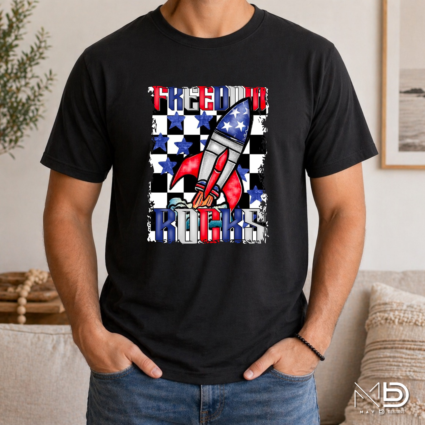 Freedom Rocks Rocket Launch Patriotic Tee