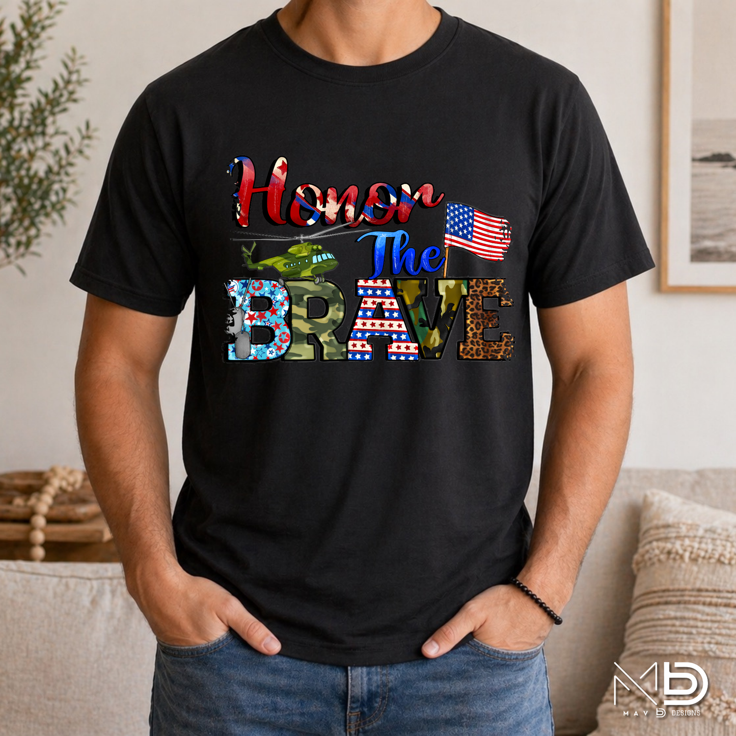 Honor The Brave Patriotic Military Shirt | Veteran Appreciation Tee | American Flag Support Our Troops T-Shirt