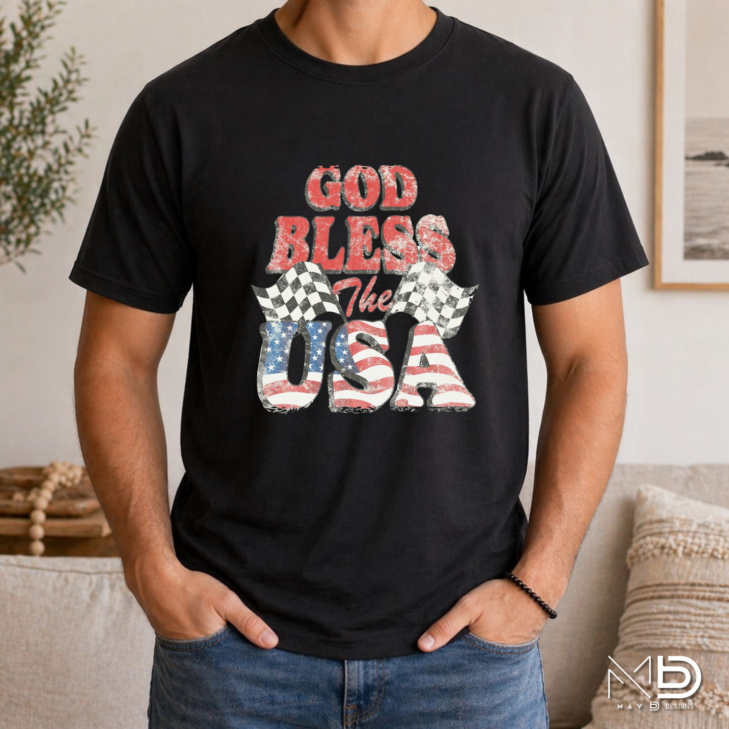 God Bless the USA Shirt | Patriotic American Flag Graphic Tee