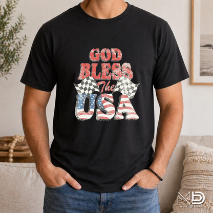 God Bless the USA Shirt | Patriotic American Flag Graphic Tee