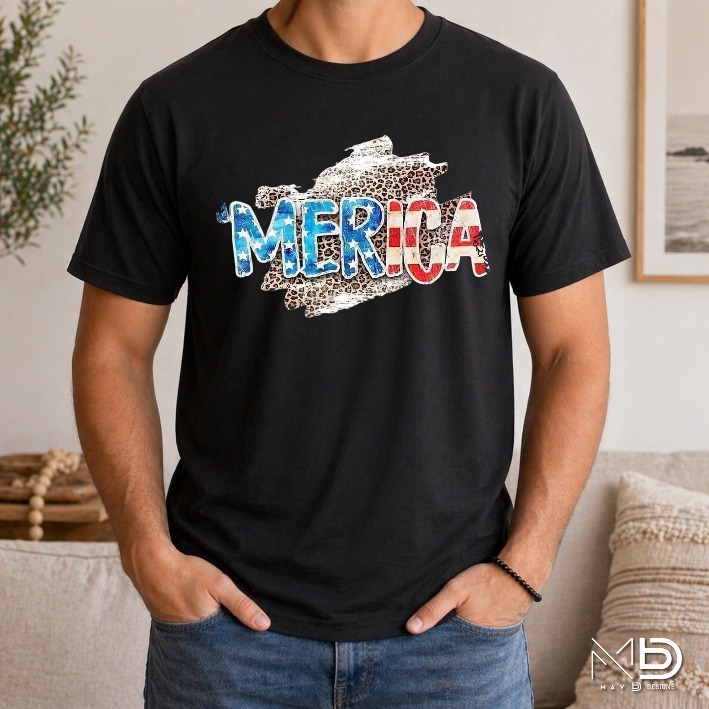 ’Merica Patriotic Leopard Print Shirt | Funny America Graphic Tee | Red White Blue Independence Day T-Shirt | 4th of July Shirt