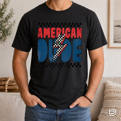American Dude Patriotic Shirt | Retro Fourth of July Graphic Tee