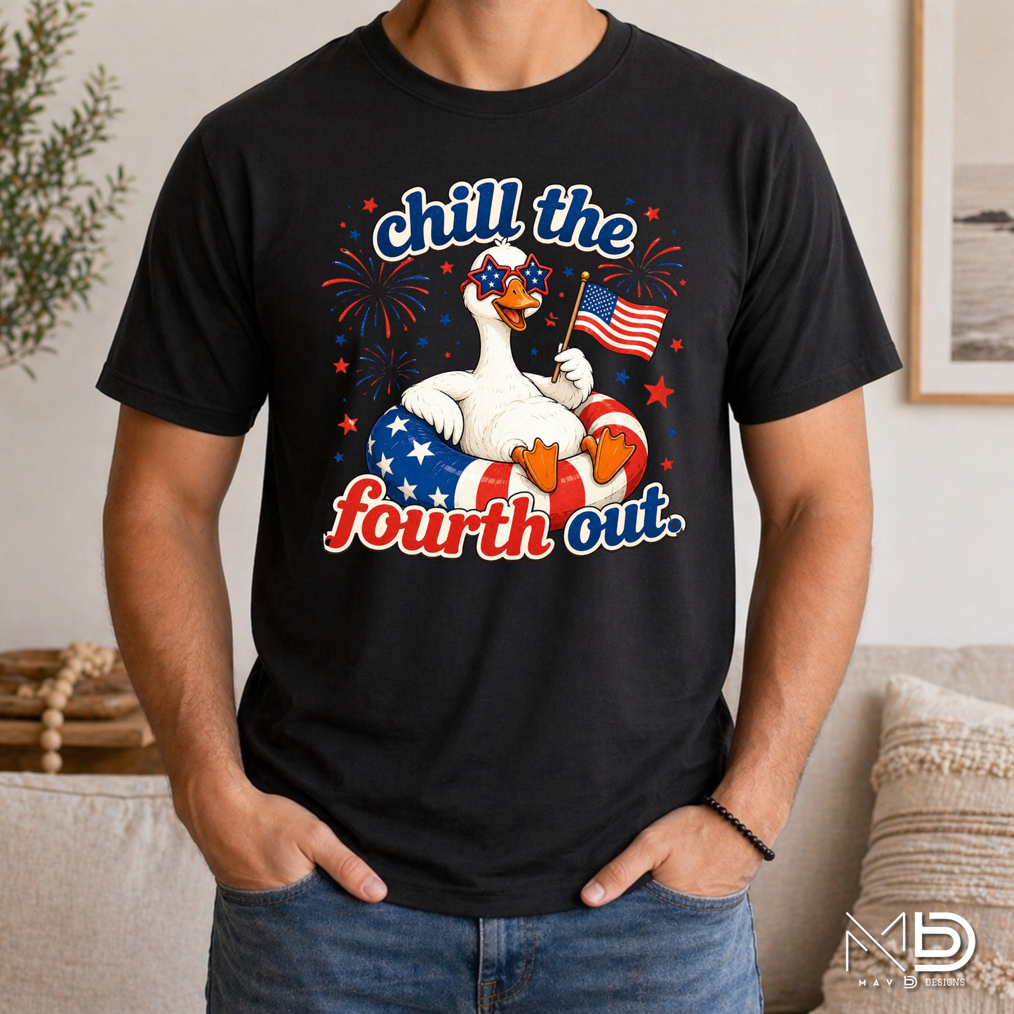 Chill the Fourth Out Shirt | Funny Patriotic Goose Fourth of July Tee