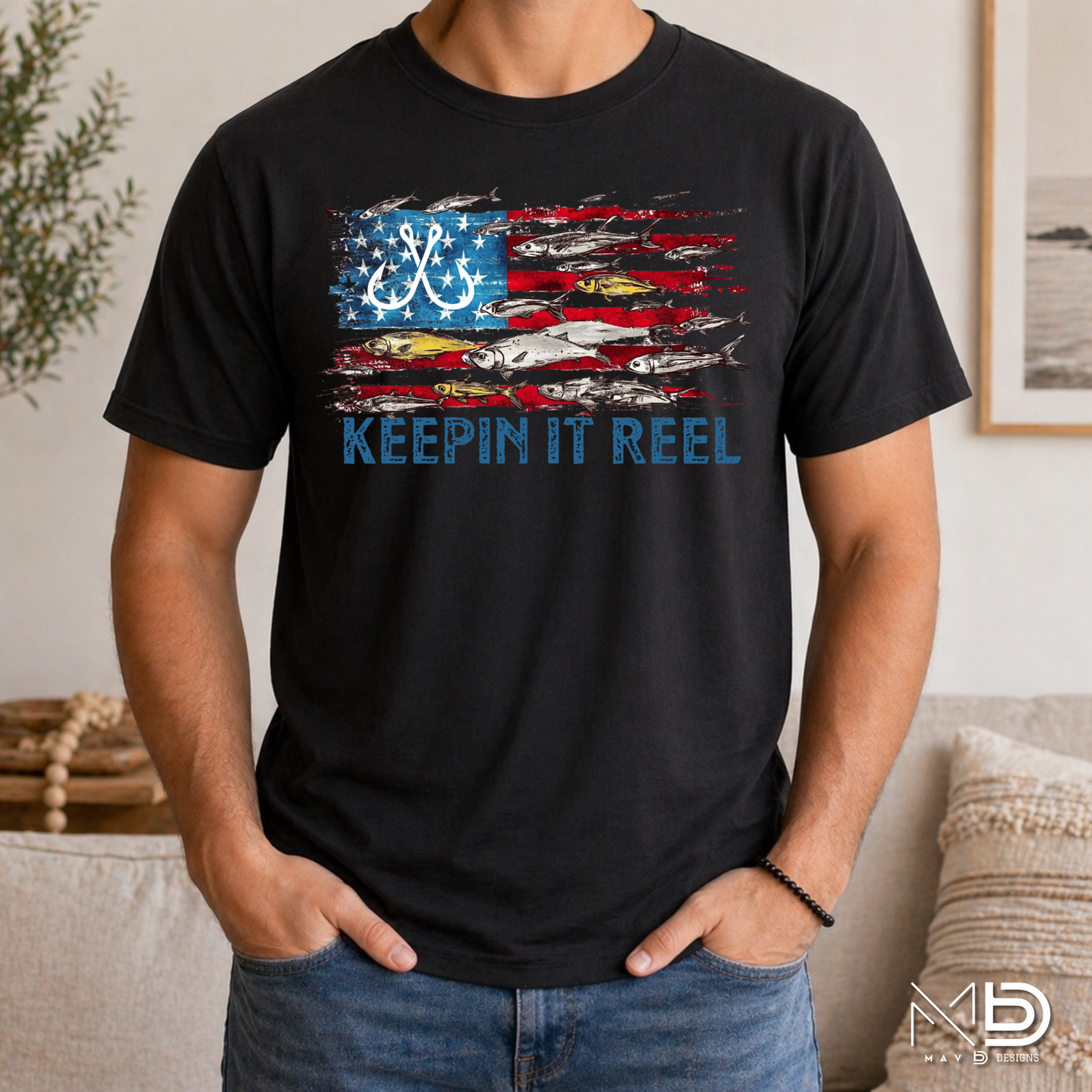 Keepin’ It Reel Patriotic Fishing Shirt | American Flag Angler Tee