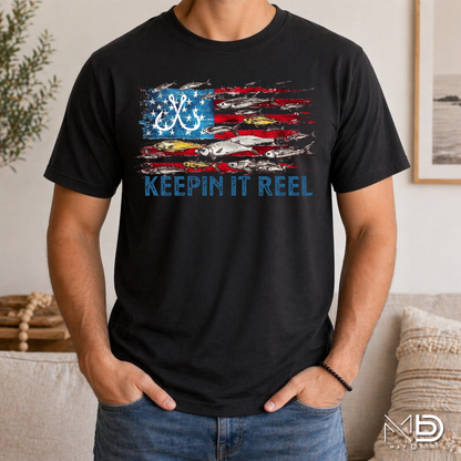 Keepin’ It Reel Patriotic Fishing Shirt | American Flag Angler Tee