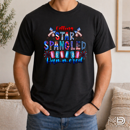 Getting Star Spangled Hammered Funny 4th of July Shirt | Patriotic Drinking Tee
