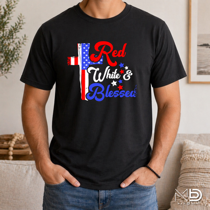 Red, White & Blessed Patriotic Cross Shirt