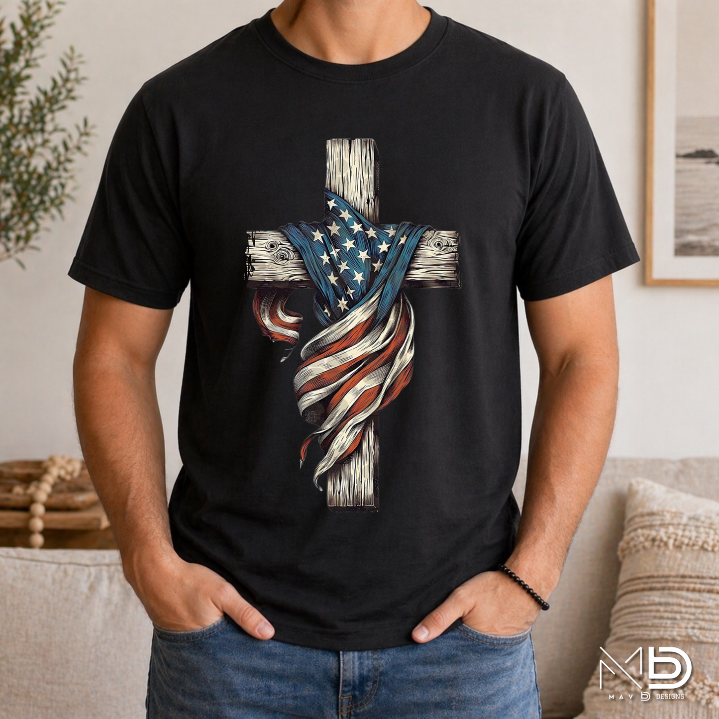 Patriotic Cross Shirt | Faith & Freedom USA Graphic Tee