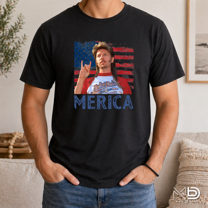 Merica Joe Dirt Shirt | Funny Patriotic Fourth of July Tee | Redneck America Graphic T-Shirt