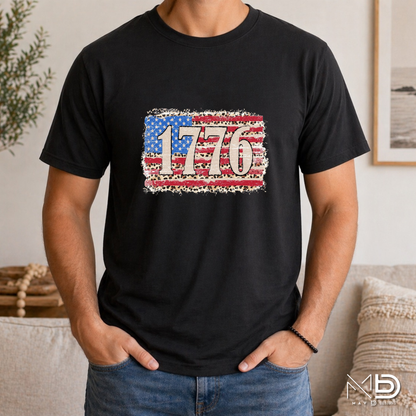1776 Patriotic Leopard Flag Shirt | Vintage America Independence Day Tee | Fourth of July Graphic T-Shirt