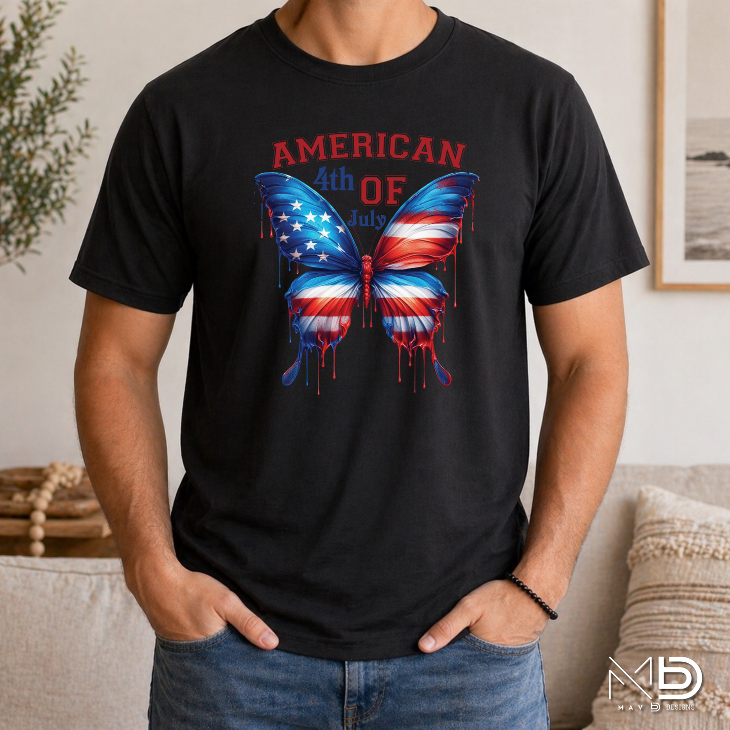 American 4th of July Butterfly Shirt | Patriotic Butterfly Graphic Tee