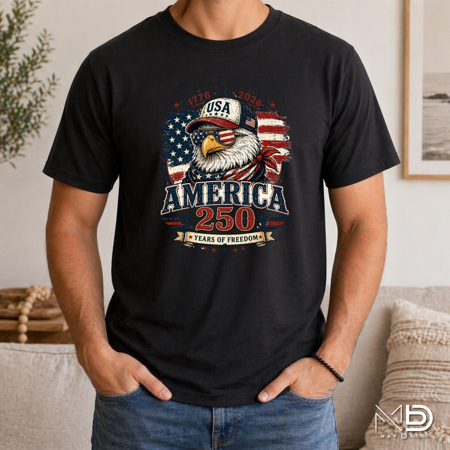 America 250 Shirt | Patriotic Eagle 1776-2026 USA Graphic Tee