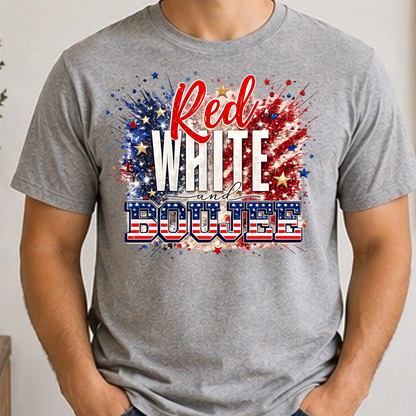 Red White and Boujee Shirt, Patriotic Fourth of July Tee, America Fireworks Shirt, USA Graphic Tee, July 4th Shirt