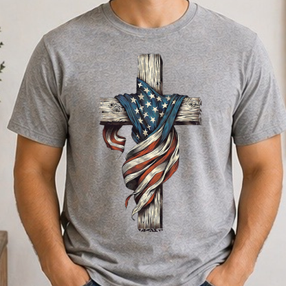 Patriotic Cross Shirt | Faith & Freedom USA Graphic Tee