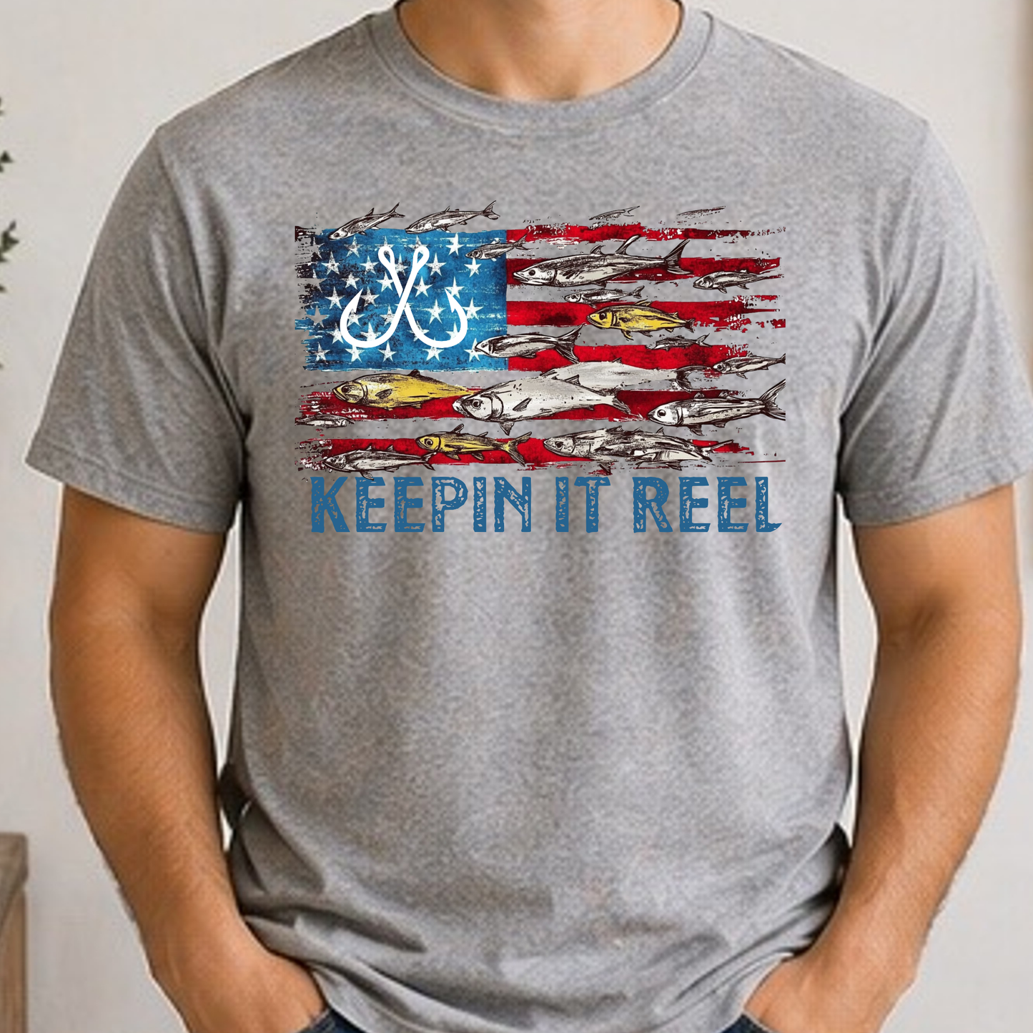 Keepin’ It Reel Patriotic Fishing Shirt | American Flag Angler Tee