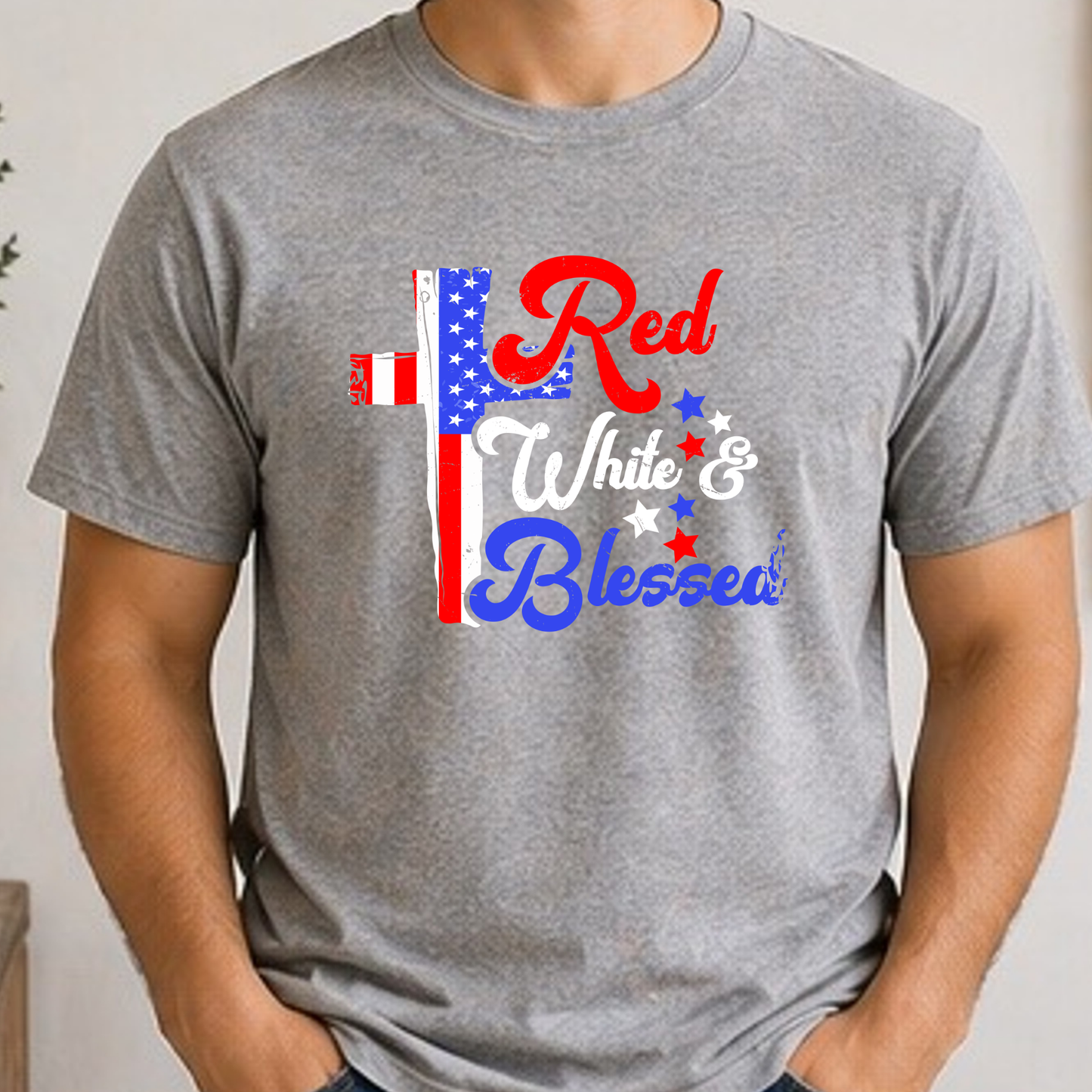 Red, White & Blessed Patriotic Cross Shirt