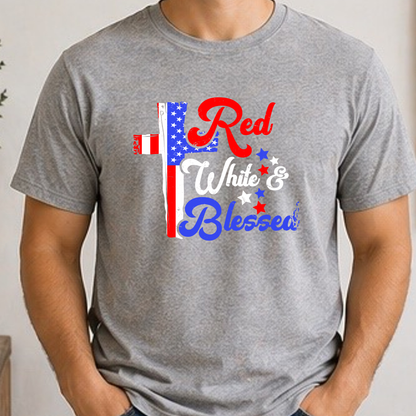 Red, White & Blessed Patriotic Cross Shirt