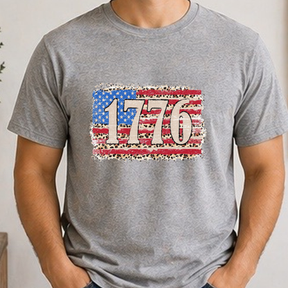 1776 Patriotic Leopard Flag Shirt | Vintage America Independence Day Tee | Fourth of July Graphic T-Shirt