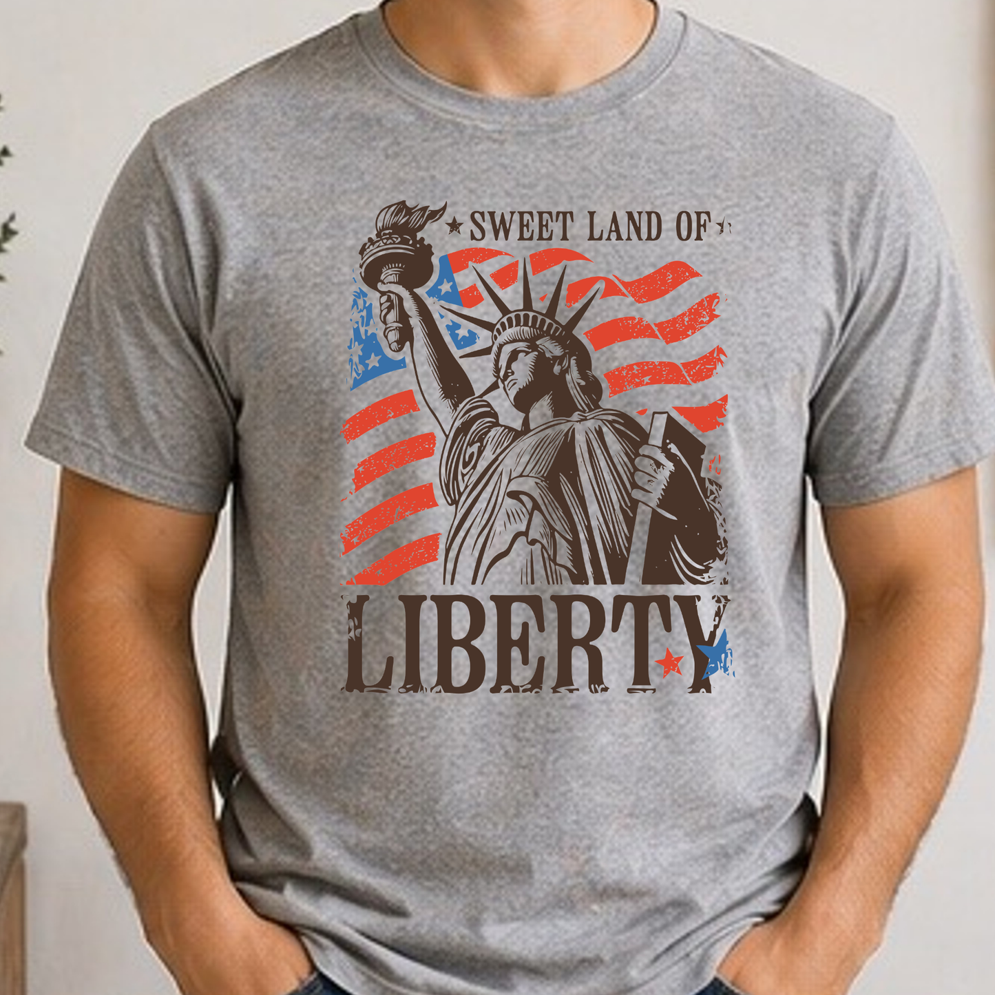 Sweet Land of Liberty Shirt | Statue of Liberty Patriotic Tee | Americana Fourth of July Shirt | USA Freedom Graphic T-Shirt
