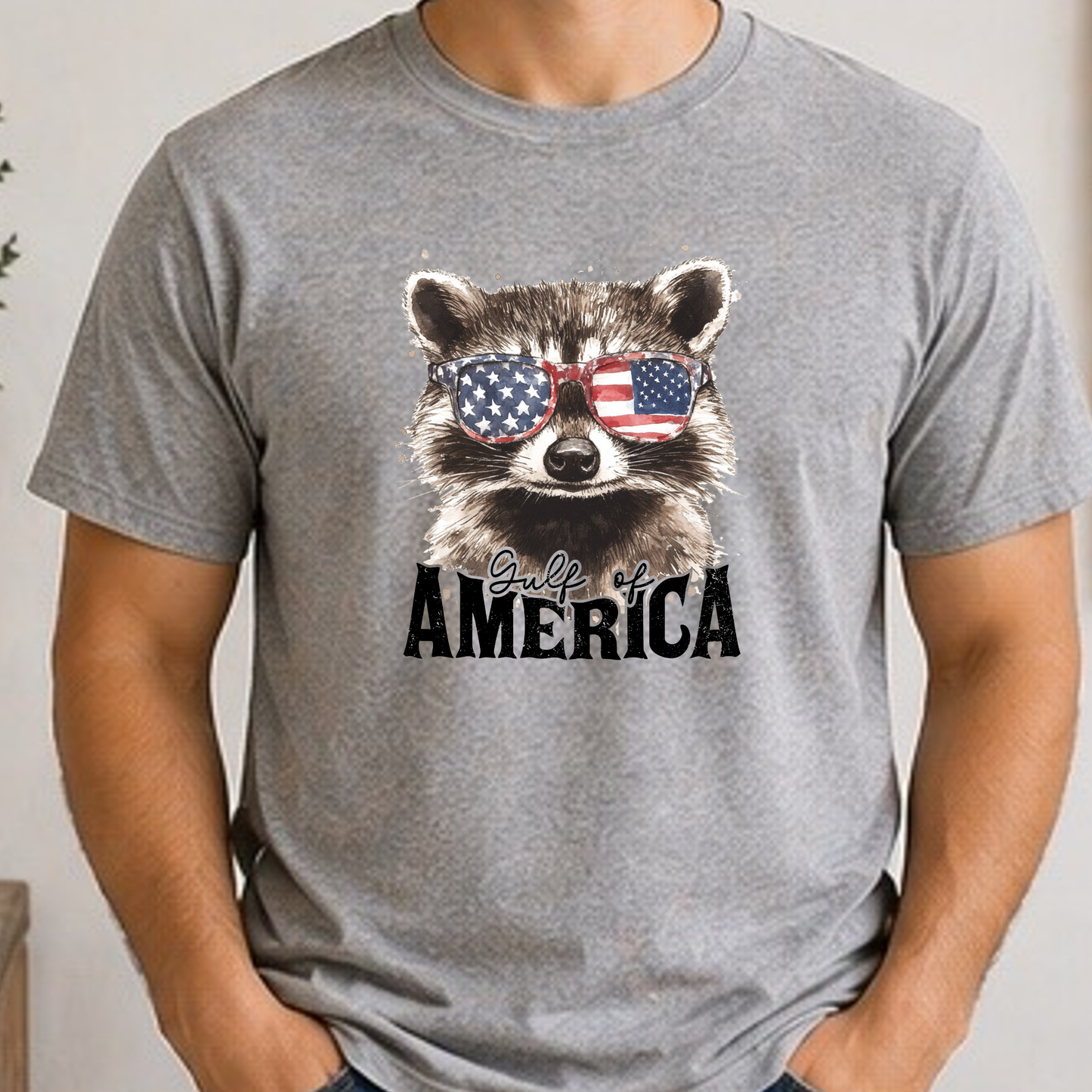 Gulf of America Raccoon Shirt | Patriotic Raccoon Graphic Tee | Funny Fourth of July USA T-Shirt