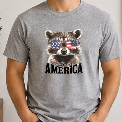 Gulf of America Raccoon Shirt | Patriotic Raccoon Graphic Tee | Funny Fourth of July USA T-Shirt