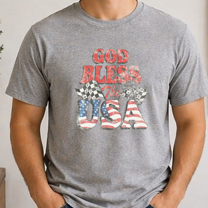 God Bless the USA Shirt | Patriotic American Flag Graphic Tee