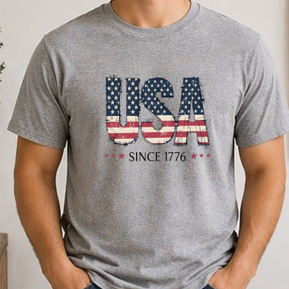 USA Since 1776 Shirt | Vintage American Flag Patriotic Graphic Tee
