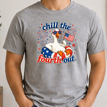 Chill the Fourth Out Shirt | Funny Patriotic Goose Fourth of July Tee