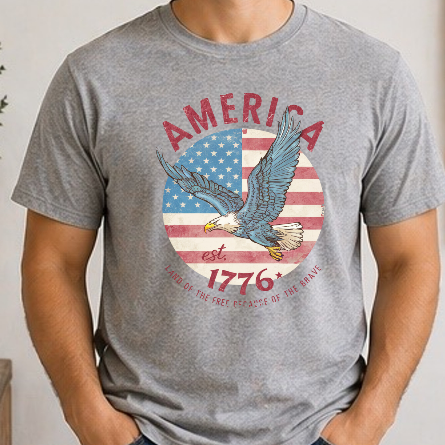 America Est. 1776 Bald Eagle Patriotic Shirt | Vintage USA Flag Graphic Tee | Freedom & Liberty Independence Day T-Shirt