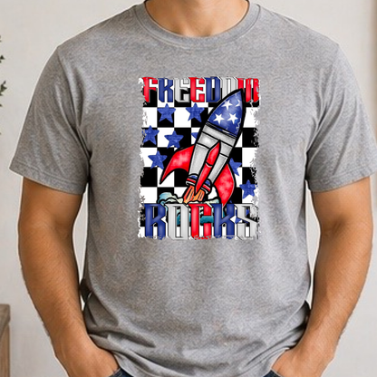 Freedom Rocks Rocket Launch Patriotic Tee