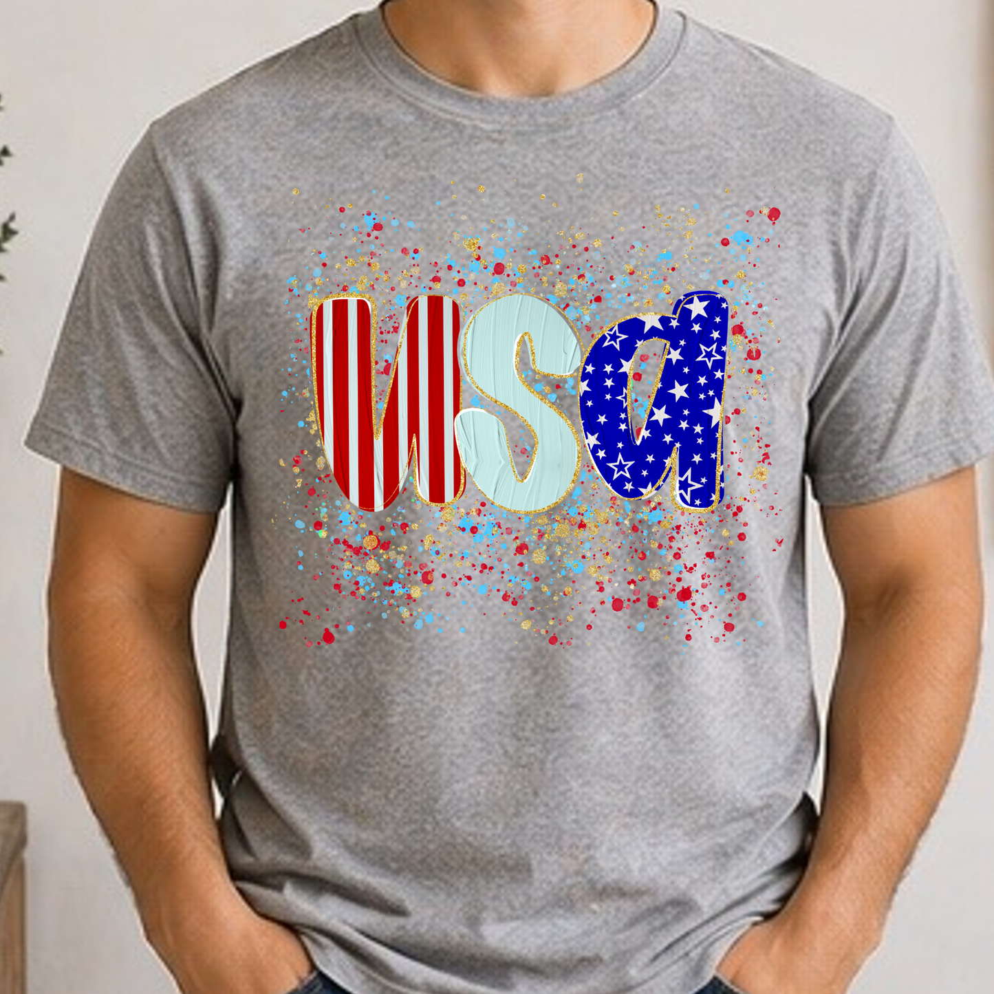 USA Patriotic Splash Shirt | Red White and Blue Americana Tee | Fourth of July Graphic T-Shirt | USA Independence Day Shirt