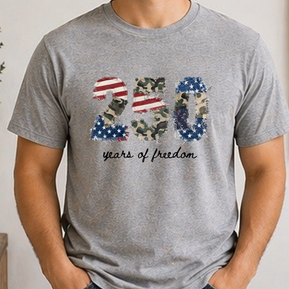 250 Years of Freedom Patriotic Shirt | America 250th Anniversary Tee | Semiquincentennial 1776-2026 Graphic T-Shirt